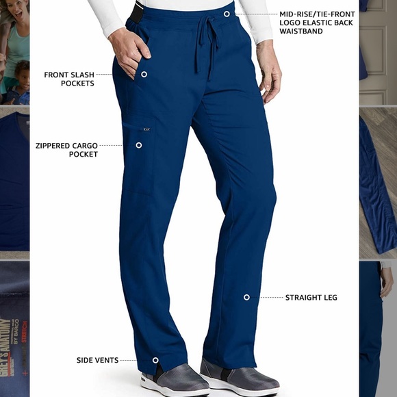(2) Greys Anatomy Spandex-Stretch Kim scrub pants - Picture 1 of 5